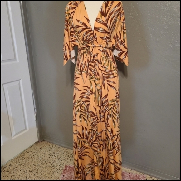 Rachel Pally Palm Print Orange & Brown Caftan Maternity Dress NWT XS - Picture 11 of 11